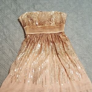 Rose gold sequined mini dress